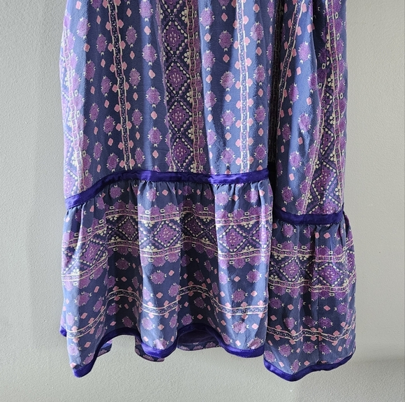 Anna Sui Vintage 90's Silk Mini Printed Boho Hippie Casual Dress Size Medium. - Picture 8 of 16